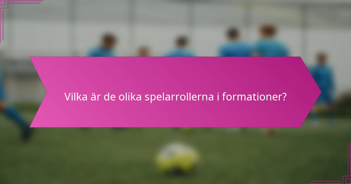 Vilka är de olika spelarrollerna i formationer?